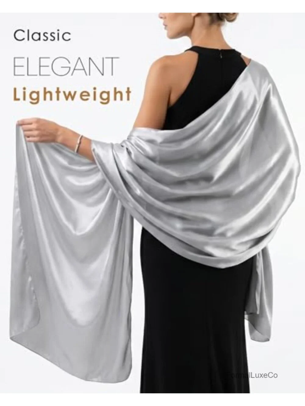 Satin Shawl Wrap for Women Evening Dresses Wedding Bridal Party Silky Scarf